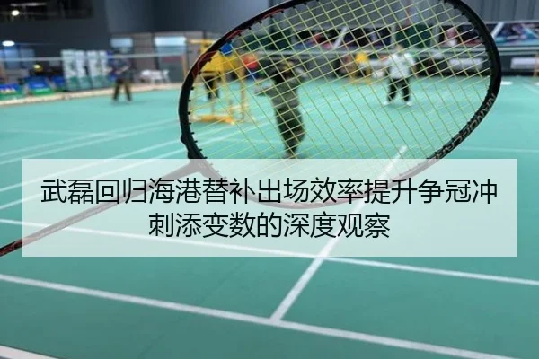 武磊回归海港替补出场效率提升争冠冲刺添变数的深度观察